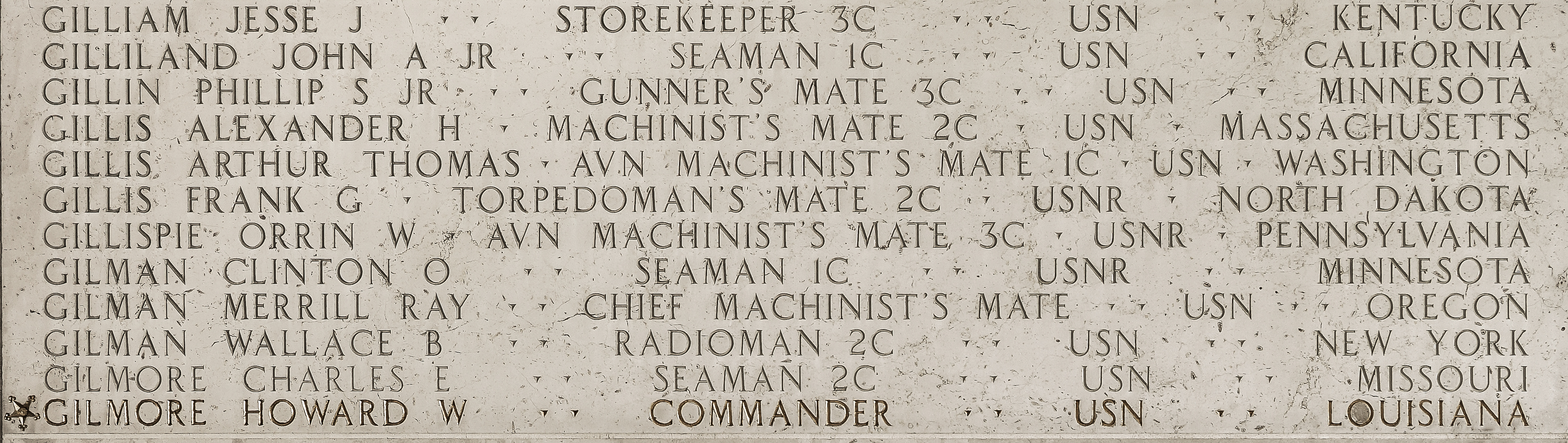 Jesse J. Gilliam, Storekeeper Third Class